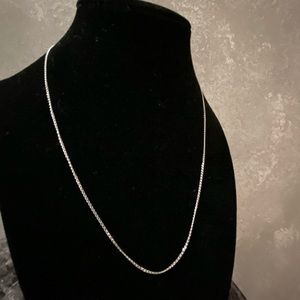 Solid 925 sterling silver 1mm curb necklace